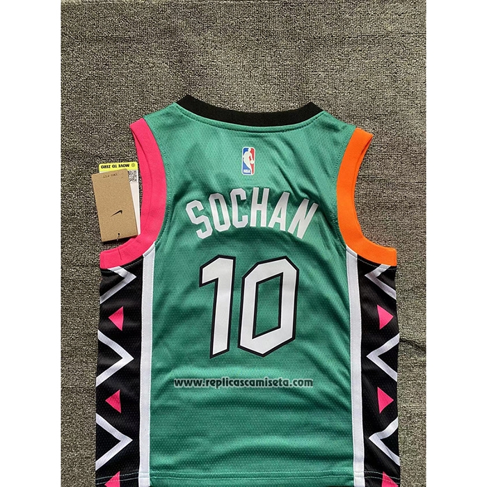 Camiseta Nino San Antonio Spurs Jeremy Sochan #10 Ciudad 2022-23 Verde